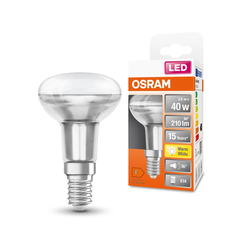 OSRAM LED Lampe LED STAR R50 2.6W 827 E14, 210 lm, 2700 K, Warmweiß