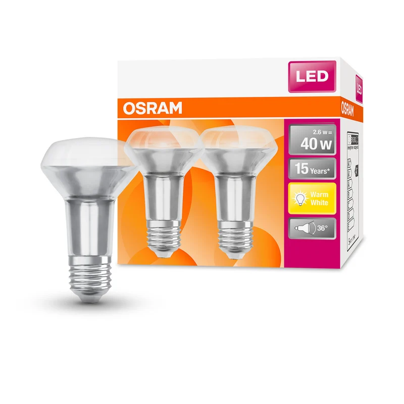 OSRAM LED Lampe LED STAR R63 2.9W 827 E27, 210 lm, 2700 K, Warmweiß, 2er Pack