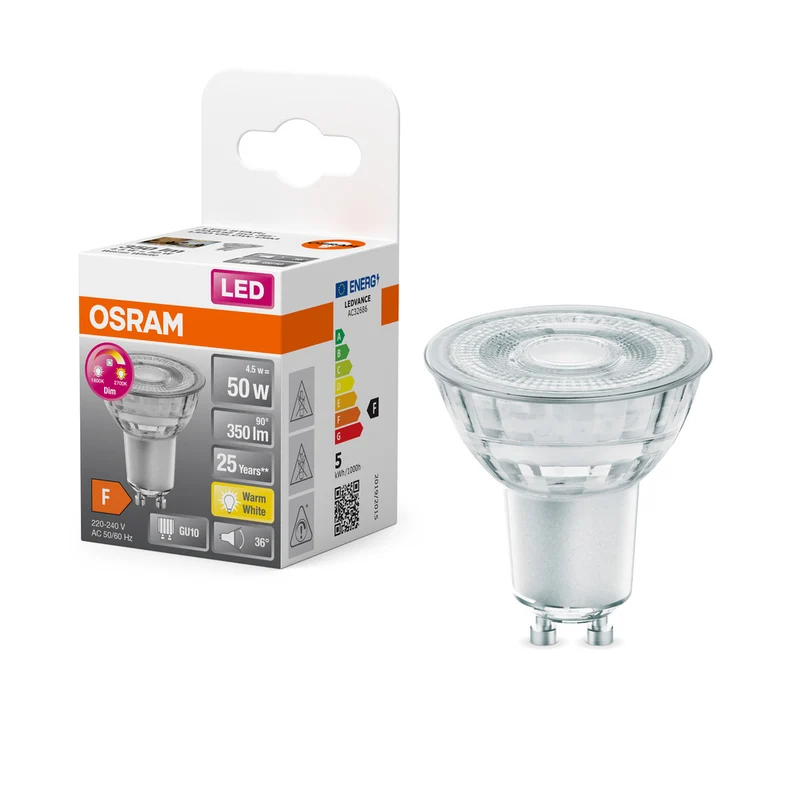 OSRAM LED Lampe LED SUPERSTAR PAR16 GLOWdim 4.5W 827 GU10, 350 lm, 1800…2700 K, Warmweiß