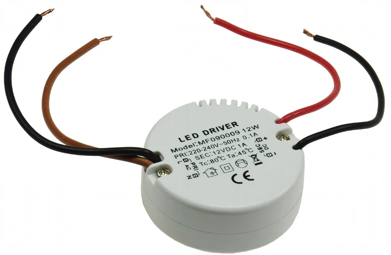 LED-Trafo "CT-12E-V2R", 0,5-12W 230V~ auf 12V=, rund ØxH 55x23mm