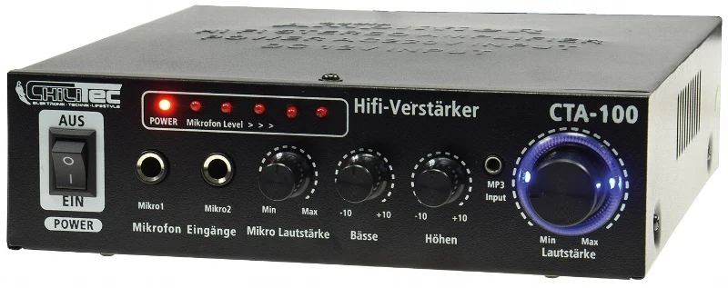 HiFi-Verstärker "CTA-100" 100W, schwarz 1x Line In, Betrieb 12V o. 230V