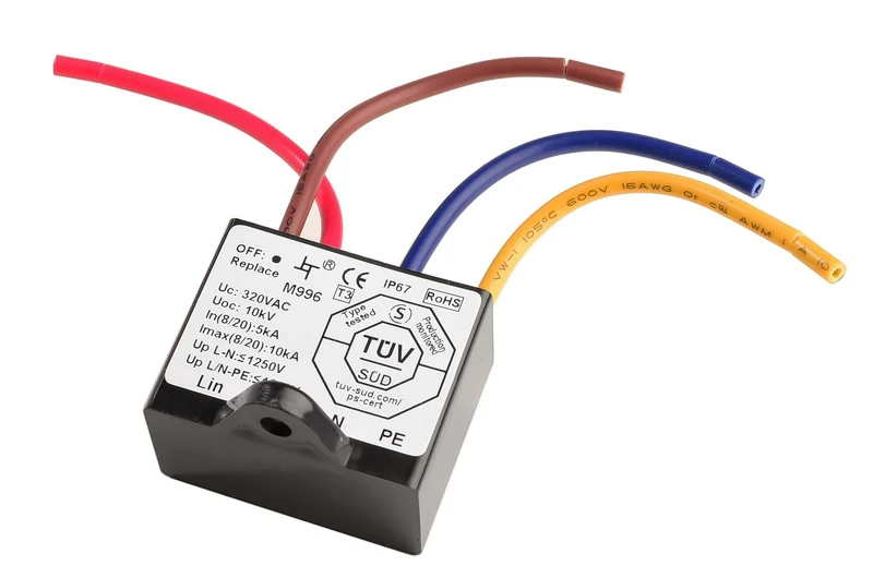 Deko-Light Überspannungsschutzfilter mit Kontrollanzeige, 230-277VAC 50/60Hz, Spannungsschutz bis 1500V (25nS) Schwarz