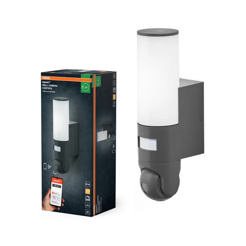 OSRAM Wifi SMART+ WALL CAMERA CONTROL Gartenleuchte mit HD Kamera Sensor 16W / 3000K Warmweiß