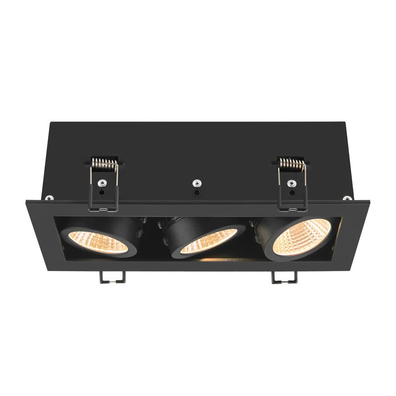 KADUX, Deckeneinbauleuchte, triple, 3000 K, 38°, IP 20, quadratisch, schwarz