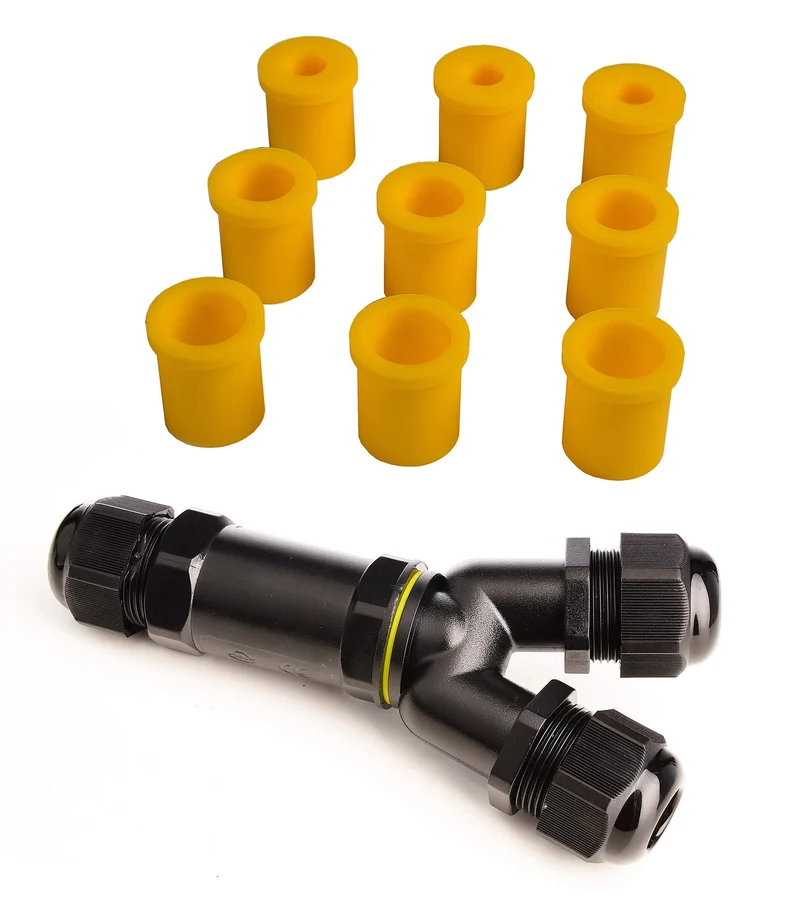 Deko-Light Outdoor Multi Y-Verbinder für 3 Kabel 4-14 mm, 3 Adern 0.5-4 mm², max. 450V AC/24A Schwarz