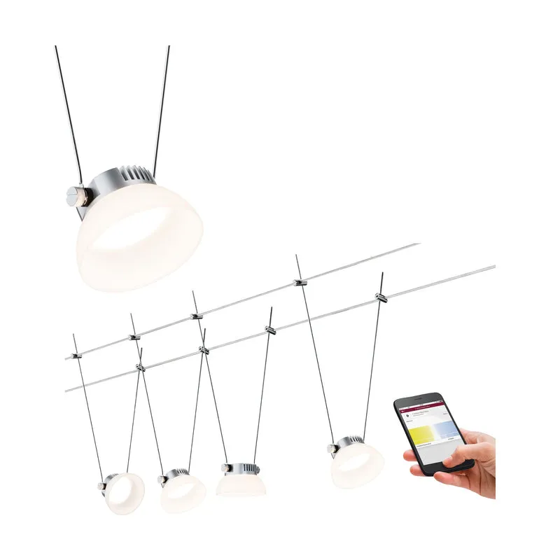 Paulmann SmartHome BLE IceLED Wire System 4x4W Chrom matt/Weiß 230V/12V DC 30VA Metall