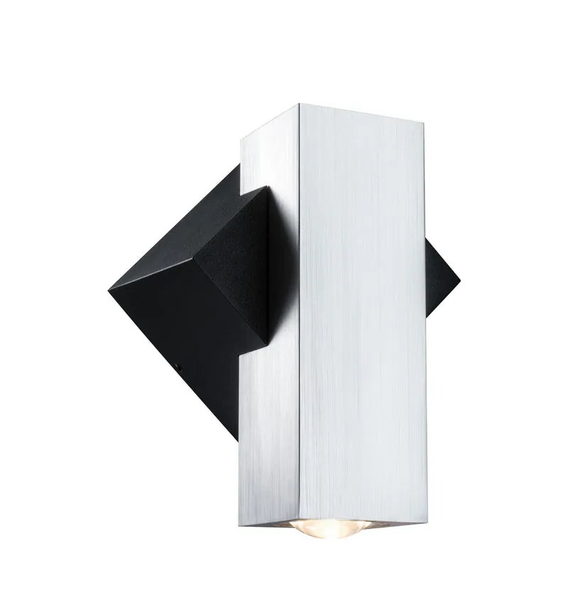 Paulmann ABL Set 1Flame LED 1x3,2W 230V IP44 eckig Schwarz/Alu gebürstet Alu