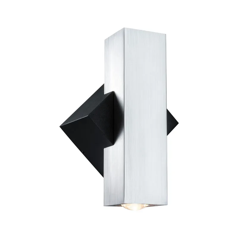Paulmann ABL Set 2Flame LED 2x3,2W 230V IP44 eckig Schwarz/Alu gebürstet Alu