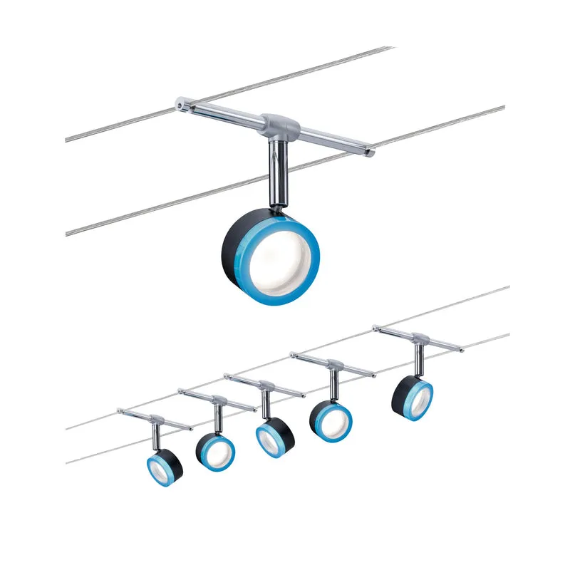 Paulmann Wire System BlueLED 5x4W Schwarz/Blau/ Chrom 230/12V Kunststoff