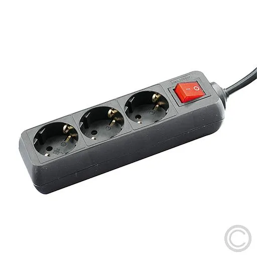 3-fa.Steckdo.m.Schalter u.Kinderschutz 1,5m schw.