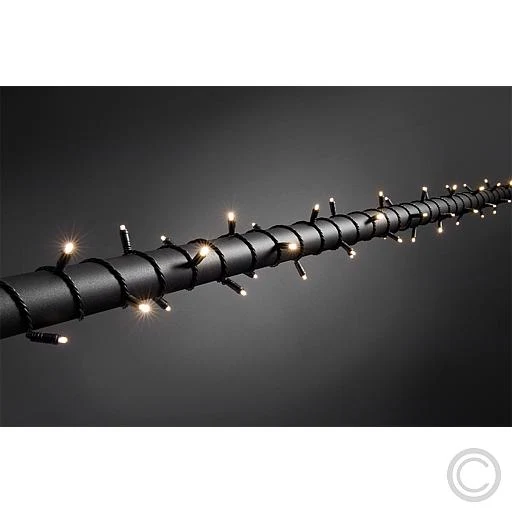 Konstsmide Micro LED Lichterkette, mit Dimmer schutzisoliert/umgossen, IP67, 40 warm weiße Dioden, 24V Außentrafo, schwarzes Soft-Kabel