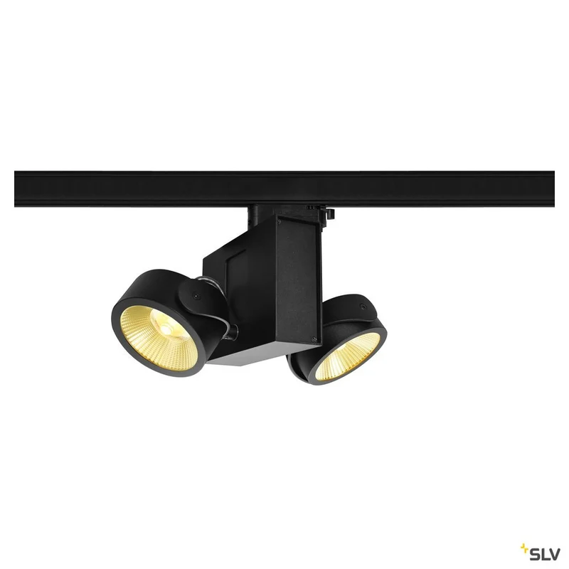 SLV TEC KALU double, schwarz, 60°, 3000K, inkl. 3P.-Adapter