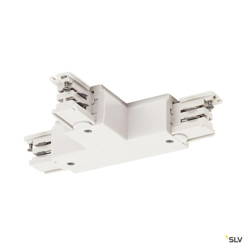 SLV T-Verbinder für S-TRACK 3P.- Schiene, Erde links, verkehrsweiß