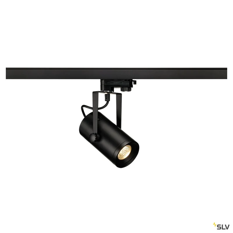 SLV EURO SPOT LED, small, 9W COB LED, schwarz, 36°, 3000K, inkl. 3P.-Adapter