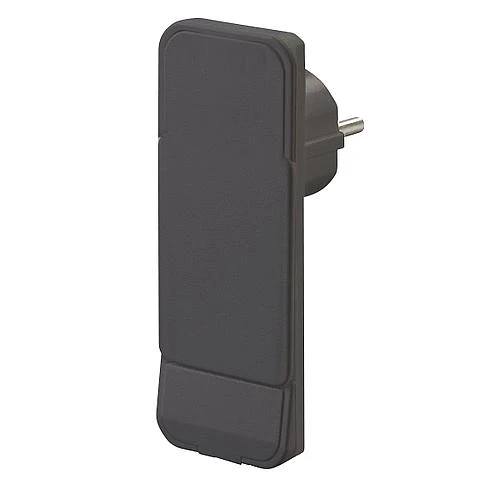 FLAT PLUG schwarz im Polybeutel mit EGB-Verpackung