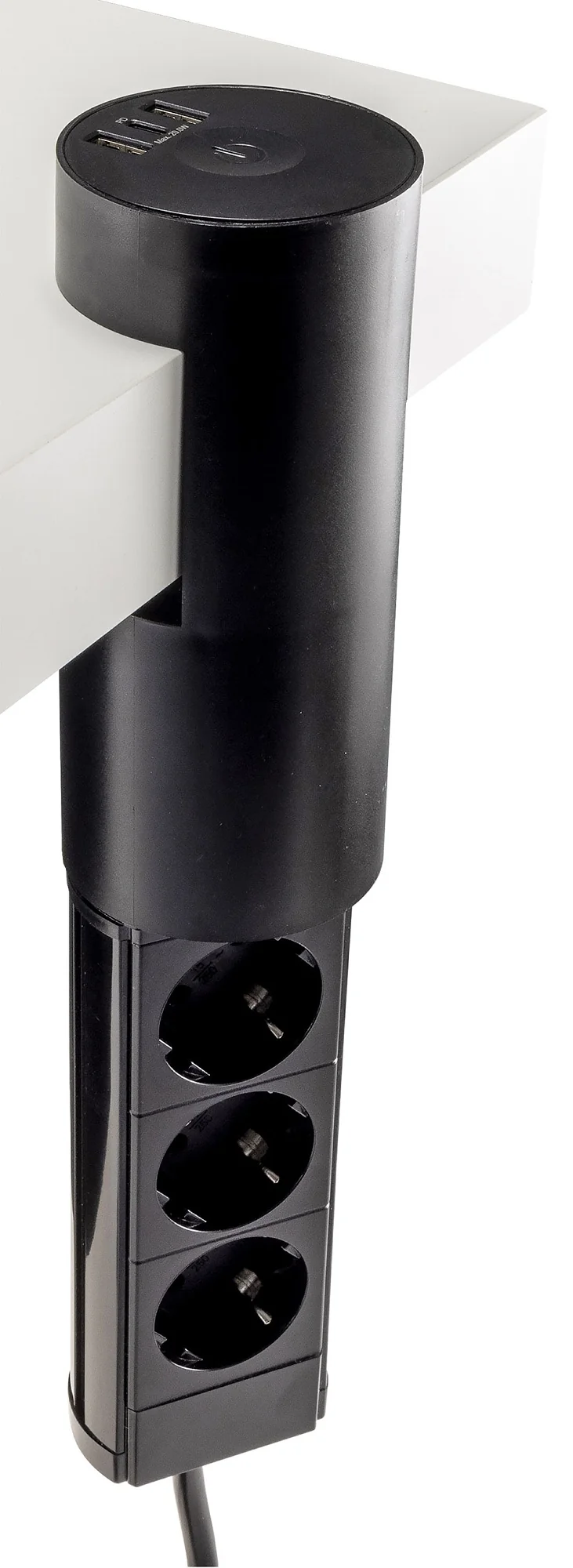 3-fach Tischsteckdose "CT-KS 3" USB-A + C, 20W PD, 3m Kabel, Schwarz