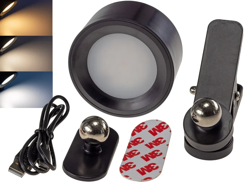 LED Akku Clip-Leuchte "CT-AKL3" Dimmbar, CCT 3000k-6000k, schwarz