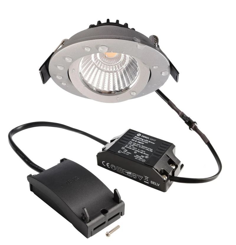 Deko-Light Dione IP44, 8,5 W, DIM, 2700 K, Silber