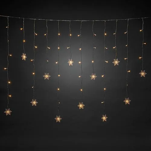LED Lichtervorhang mit Schneeflocken 60 ww LED