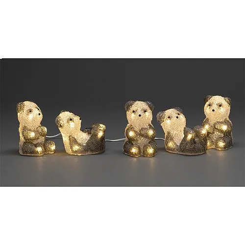 LED Acryl Pandabären 5er-Set 40 ww LED außen