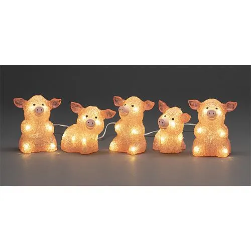 LED Acryl Schweine 5er-Set 40 ww LED außen