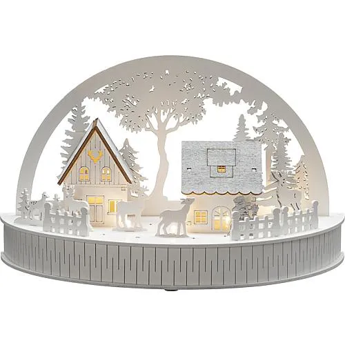 LED Holzsilhouette 'Häuser und Rentiere' 3280-210