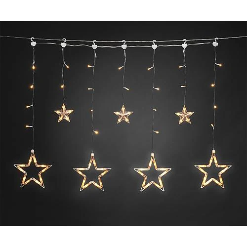 LED Lichtervorhang mit Sternen 77 bernsteinf. LED