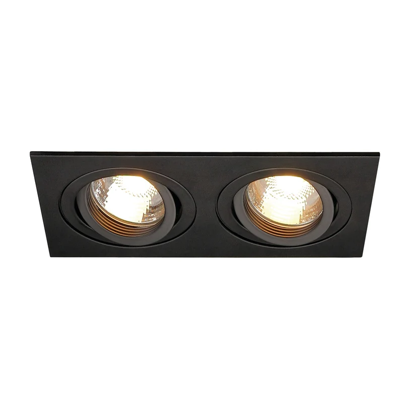 SLV NEW TRIA II MR16 Downlight,rechteckig, mattschwarz,max. 2x50W, inkl. Clipfedern