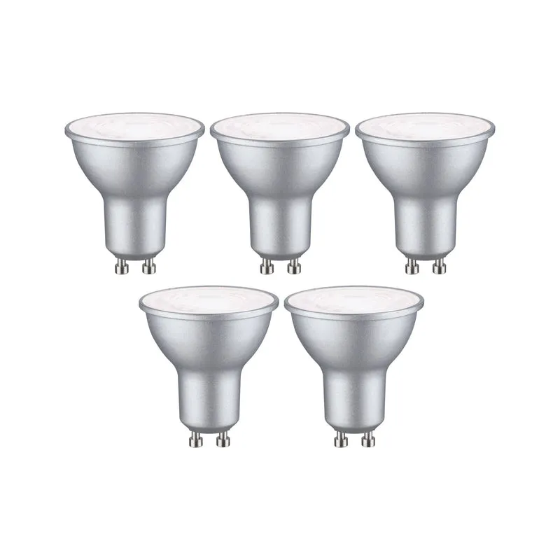 Paulmann Standard 230V LED Reflektor 5er-Set 5x460lm 5x4,9W 4000K Weißaluminium