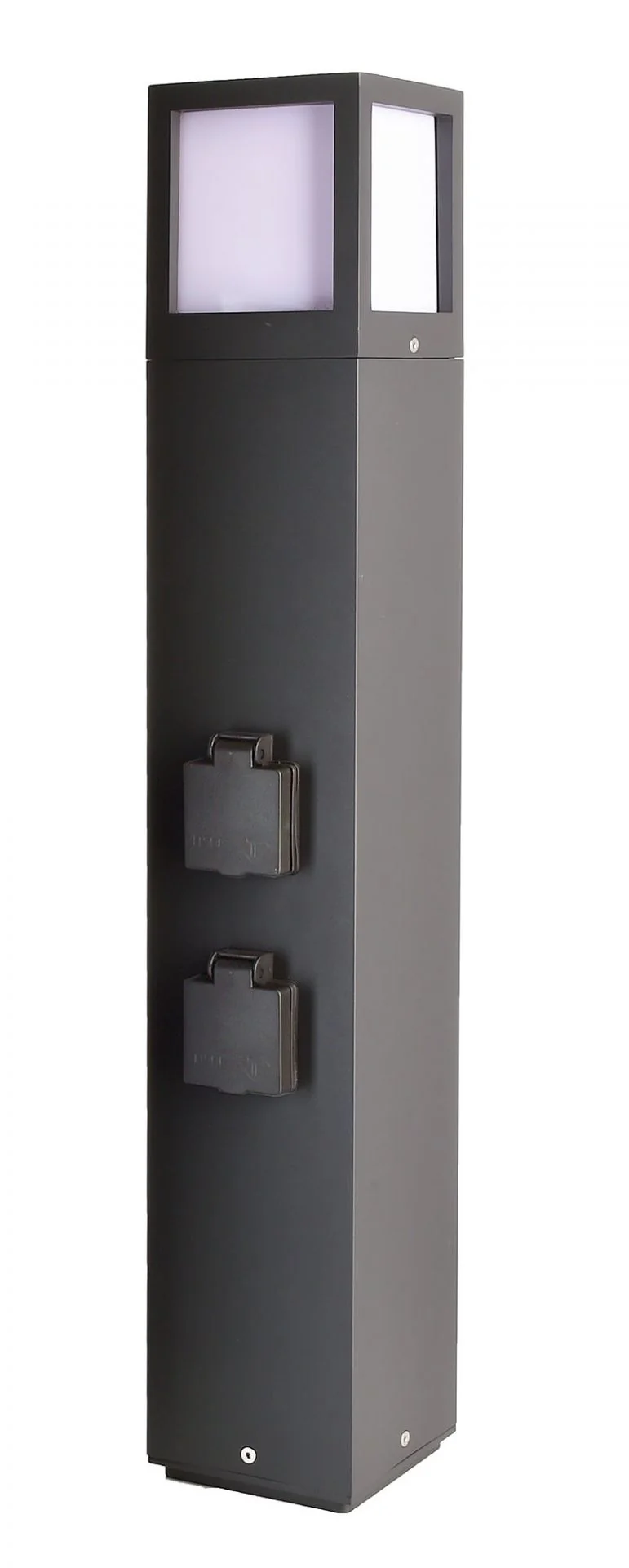 Stehleuchte Facado Socket Dunkelgrau E27 Aluminium IP54 inkl 2 Steckdosen