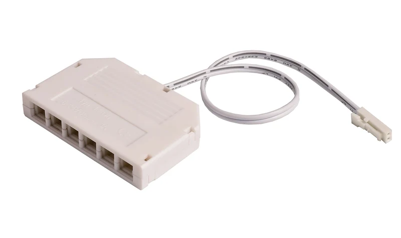 Deko-Light MINI-AMP 6-fach Verteiler (1x Stecker, 6x Buchse) 20cm, 12V/24V, max. 3A, IP20 Weiß