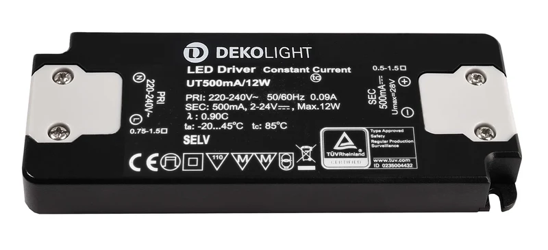 Deko-Light FLAT, CC, UT500mA/12W Schwarz