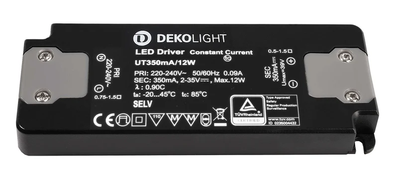 Deko-Light FLAT, CC, UT350mA/12W Schwarz
