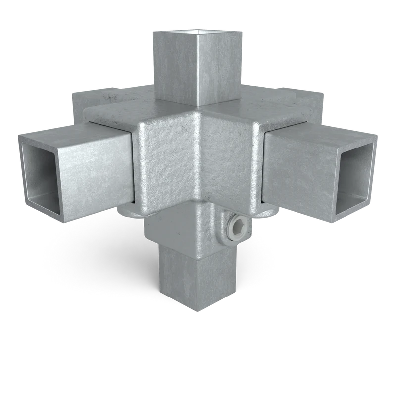 Kreuzstück für Stützrohr 25 mm quadratisch