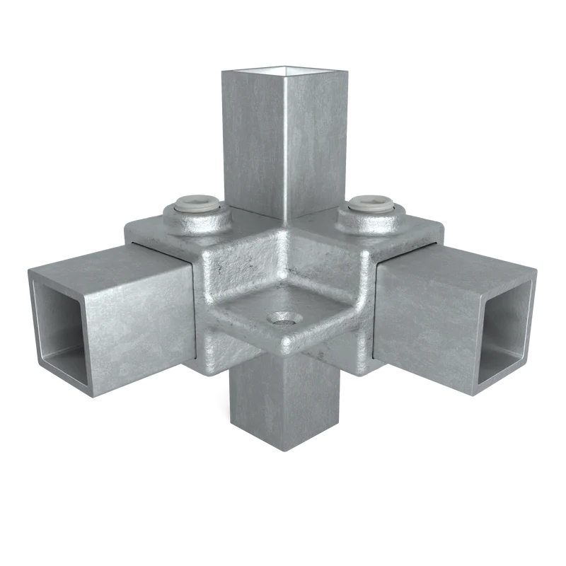 Eckstück 90° mit Befestigungsplatte 25 mm quadratisch