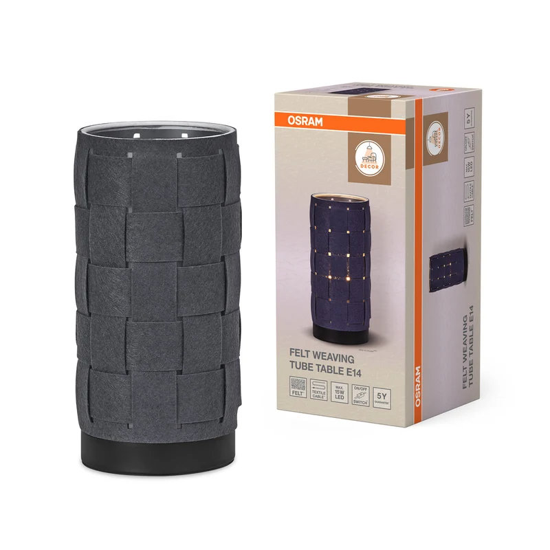 OSRAM DECOR Tischleuchte Decor Felt Weaving Tube grau, E14
