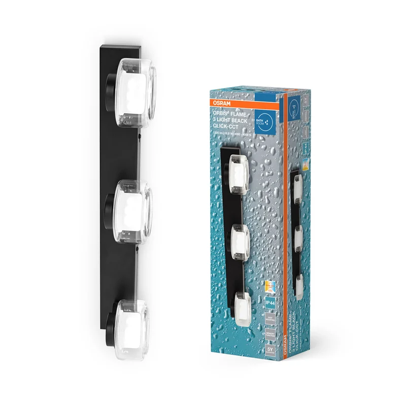OSRAM ORBIS Flame Badezimmer Wandleuchte 16.5W Click CCT IP44 schwarz