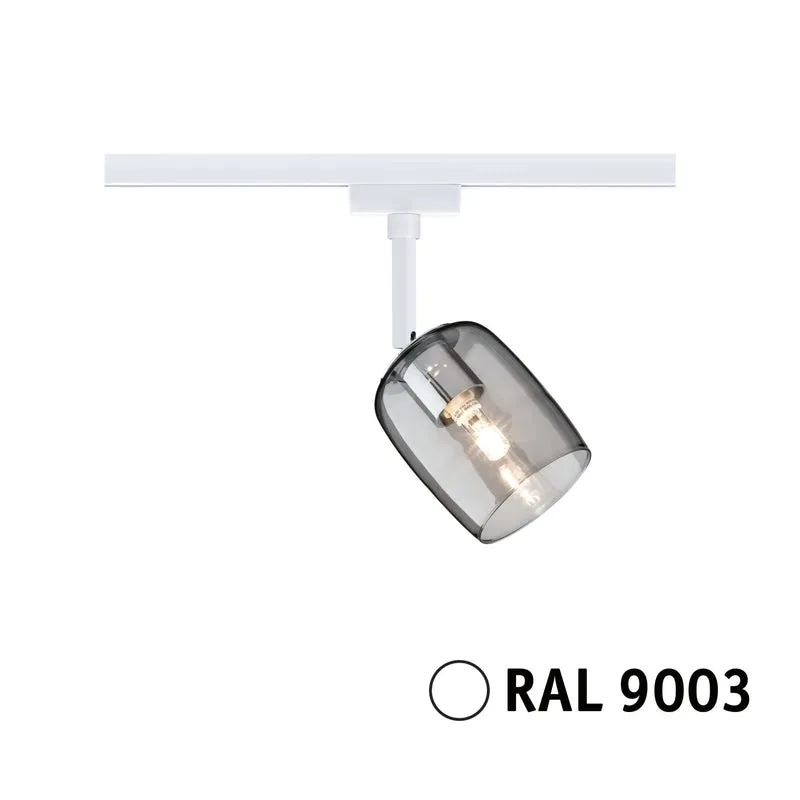Paulmann URail Schienenspot Blossom G9 max. 10W dimmbar 230V Signalweiß#Rauchglas