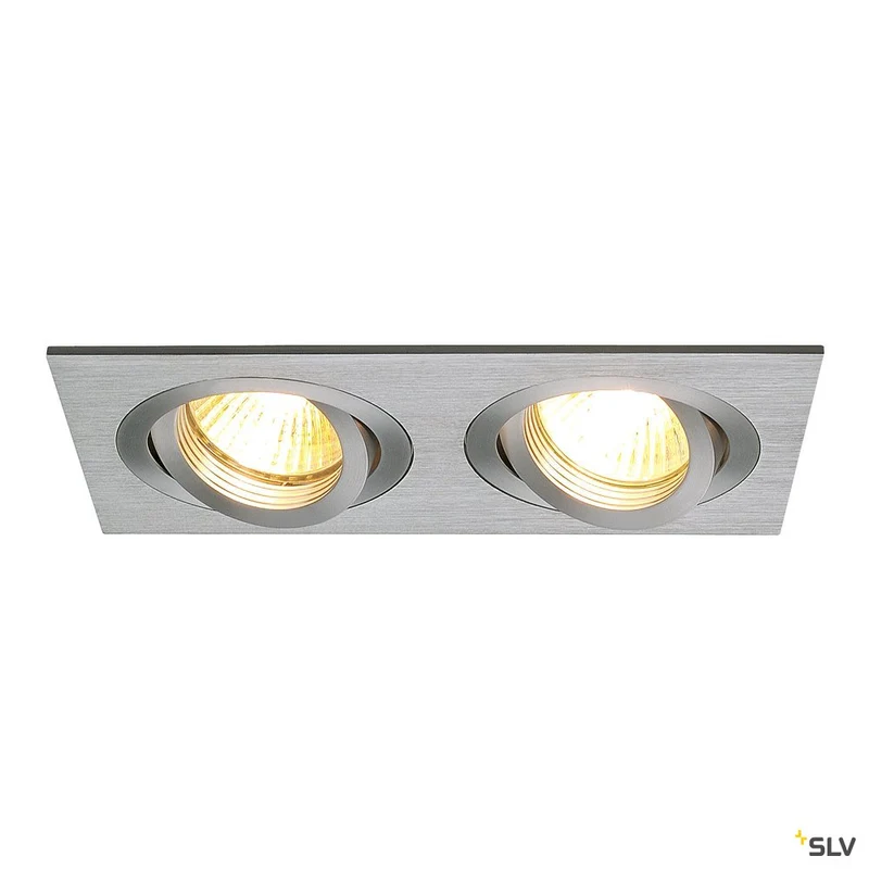 SLV NEW TRIA II GU10 Downlight, rechteckig, alu brushed, max. 2x50W, inkl. Clipfedern