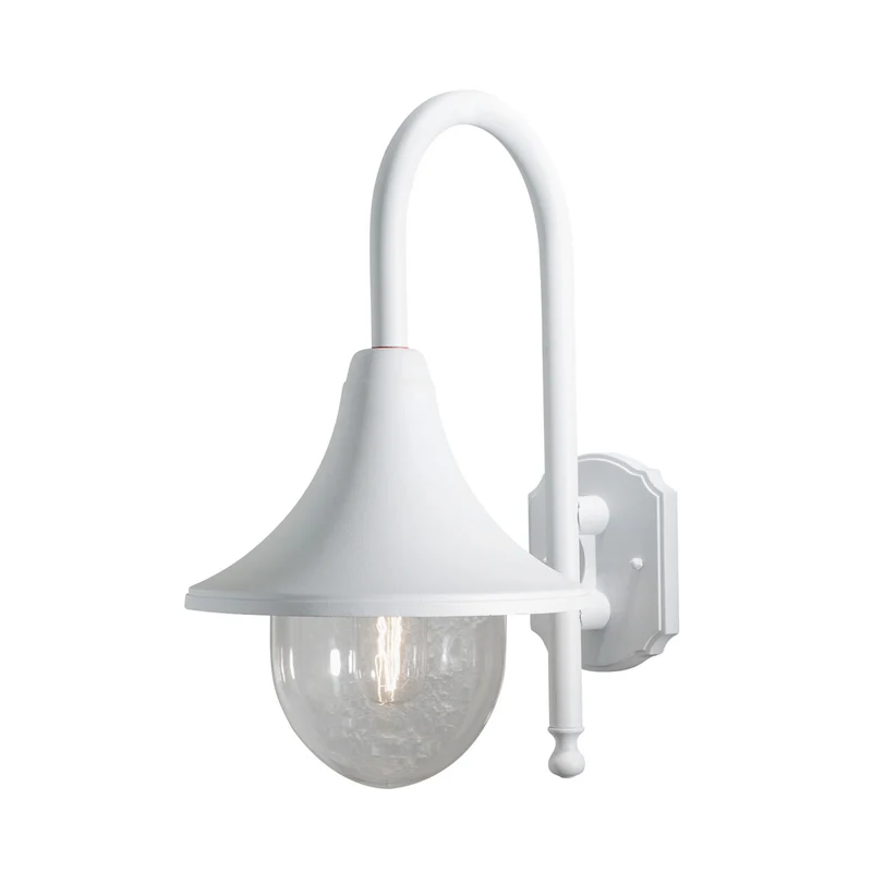 Konstsmide Wandleuchte Bari, weiss matt, klares Polycarbonatglas