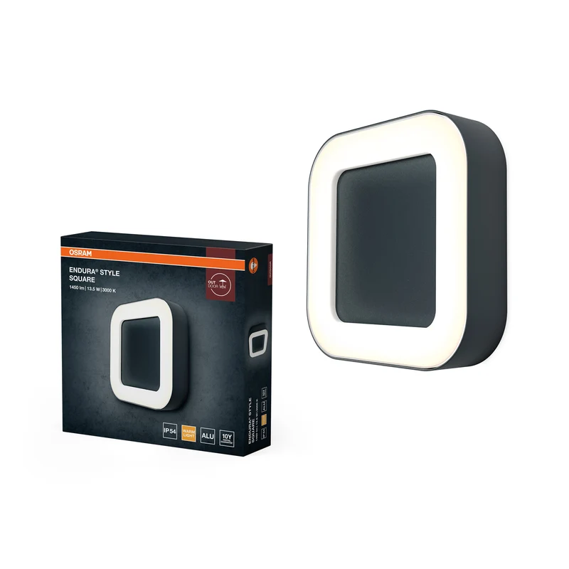 OSRAM ENDURA Style Square quadratische Outdoor-LED-Wand-/Deckenleuchte in Dunkelgrau aus Aluminium, , IP44-Schutz, für Terrasse und Balkon