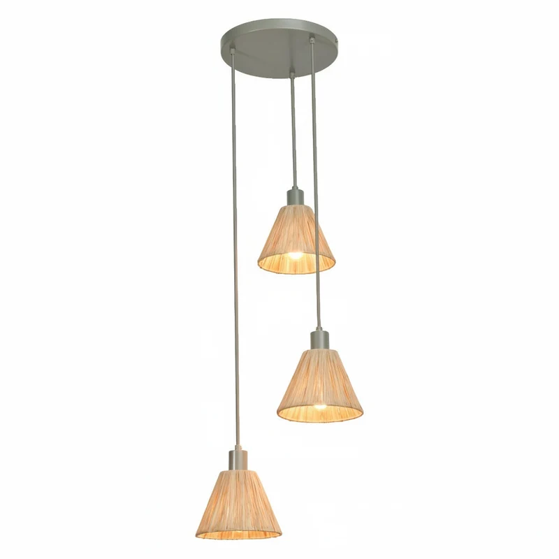 OSRAM DECOR Pendelleuchte Decor Raffia Plate grün, 3xE27