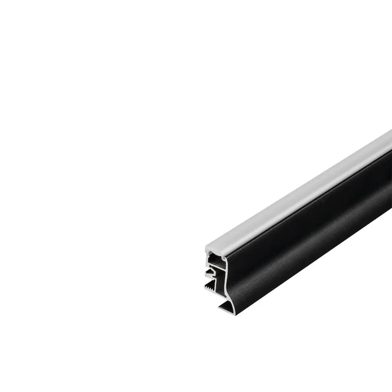 SLV GLENOS Fußleisten-Profil 200,mattschwarz, 2m, mit semi-transparenter Acrylabdeckung