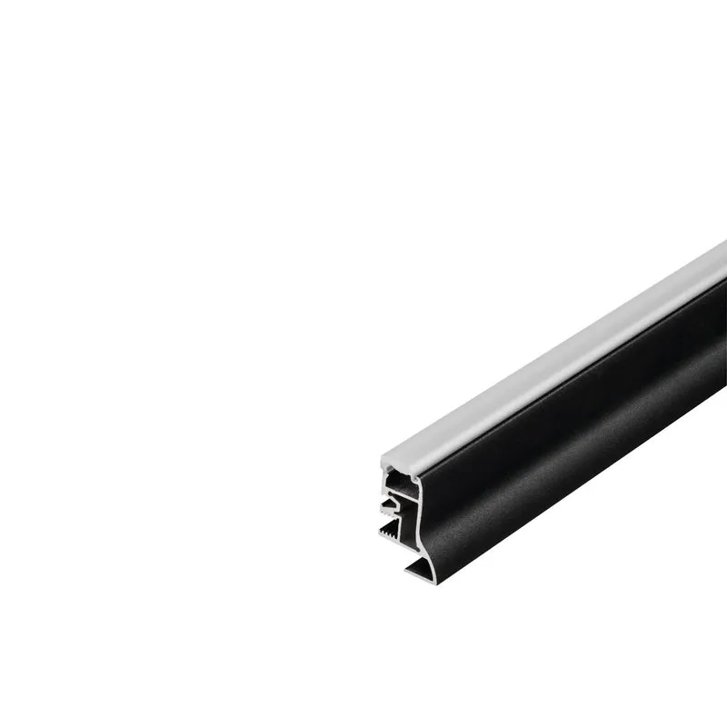 SLV GLENOS Fussleiste-Profil 100,mattschwarz, 1m, mit semi-transparenter Acrylabdeckung