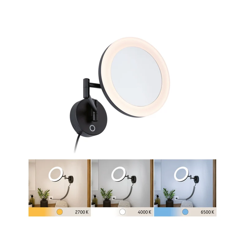 Paulmann LED Kosmetikspiegel Masua IP44 White Switch 55lm 230V 4W Schwarz matt