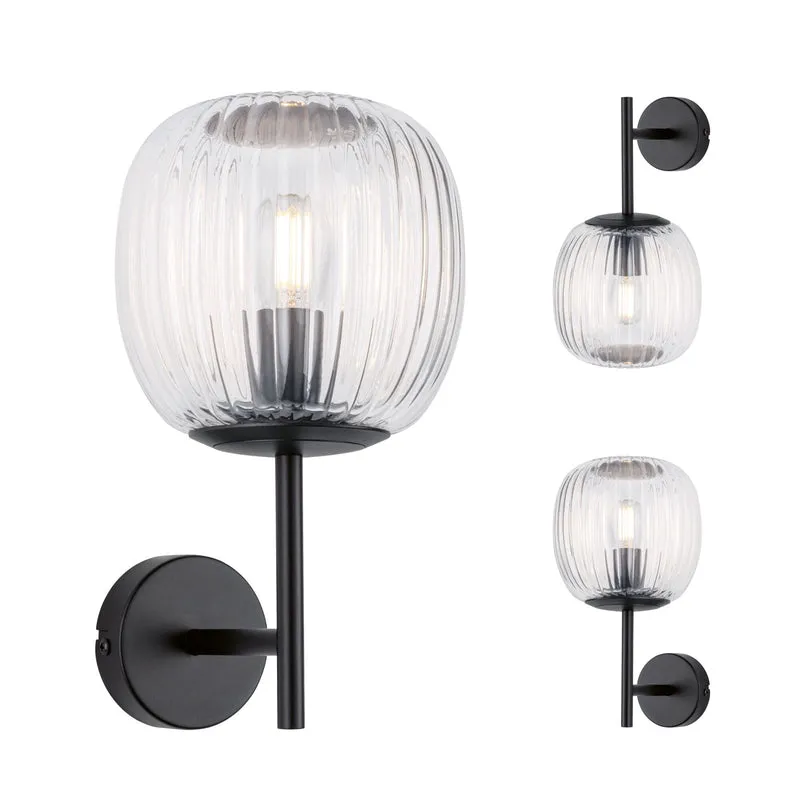 Paulmann Selection Bathroom Wandleuchte Ruya IP44 E14 230V max. 20W dimmbar Glas#Schwarz matt