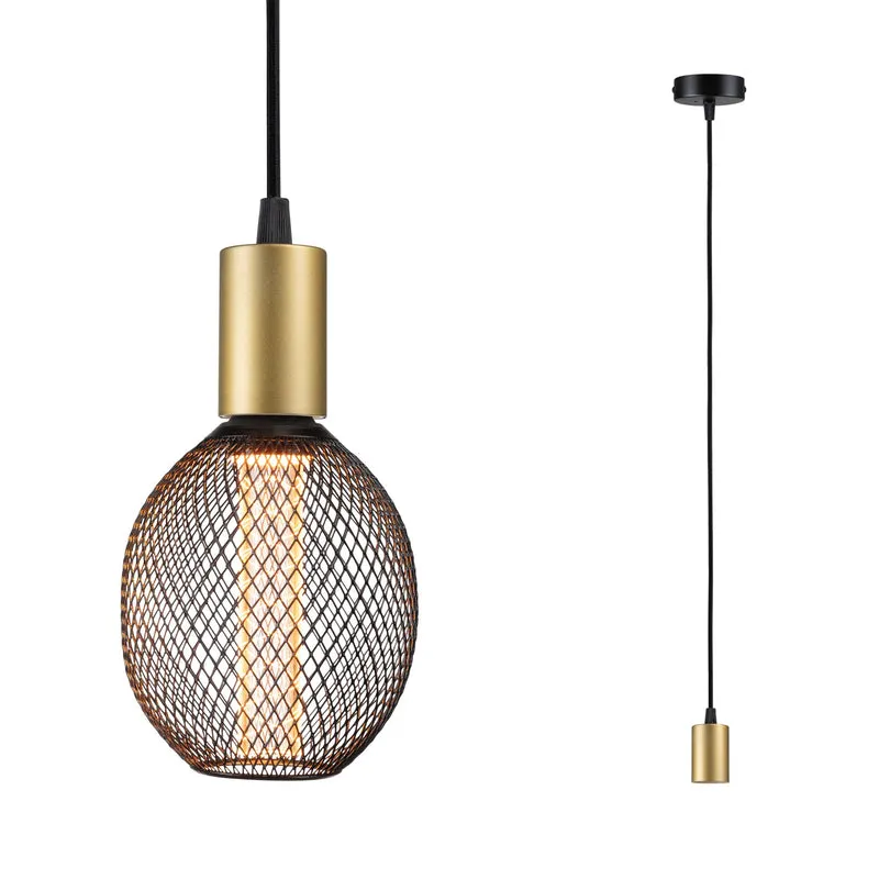Paulmann Pendelleuchte Ravi IP44 E27 max. 60W Schwarz matt#Gold dimmbar