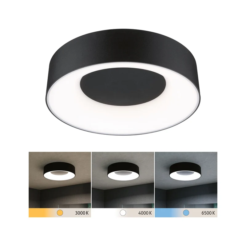 Paulmann LED Deckenleuchte Casca IP44 White Switch 1500lm 230V 16W Schwarz matt