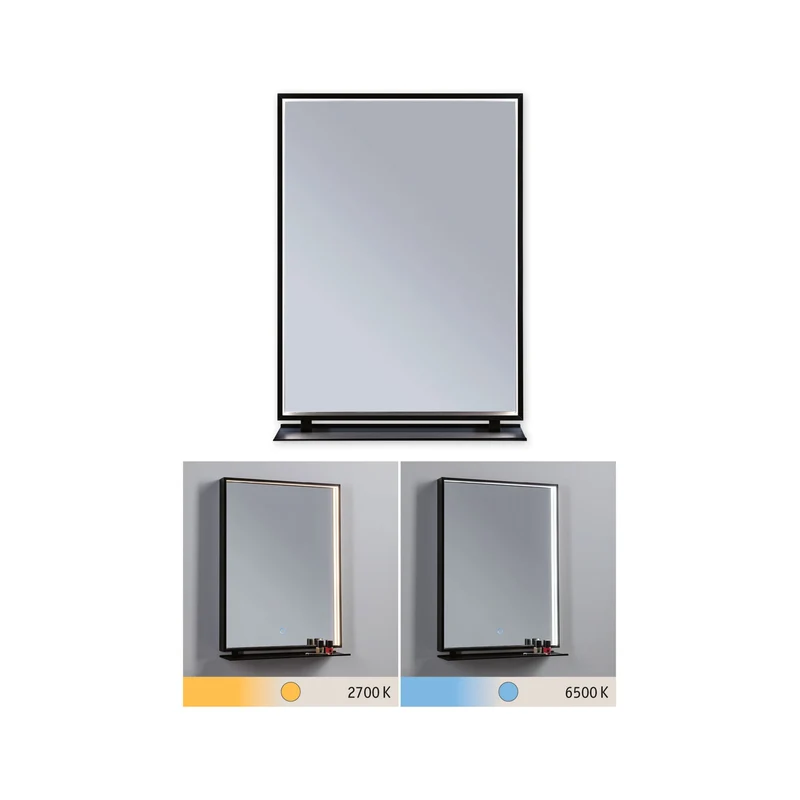 Paulmann LED Leuchtspiegel Miro IP44 Tunable White 180lm 230V 11W Spiegel#Schwarz matt