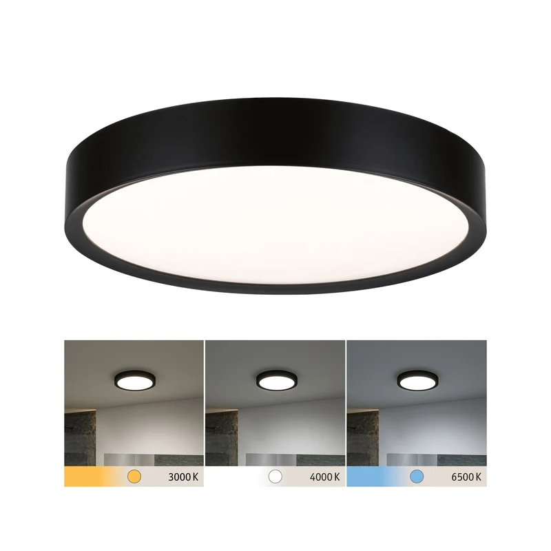 Paulmann Selection Bathroom LED Deckenleuchte Tega IP44 White Switch 1200lm 230V 22,5W Schwarz matt